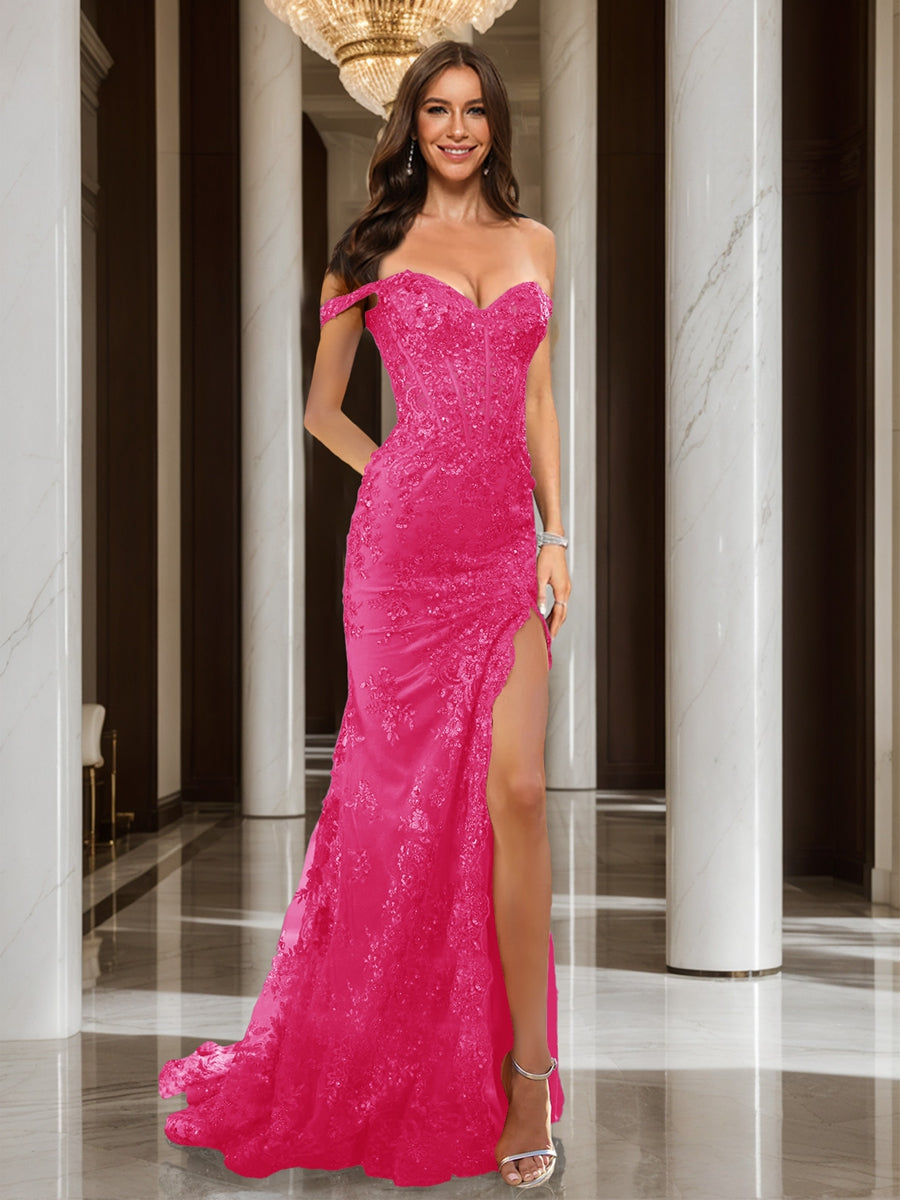 Heloise fuchsia front view prom dress
