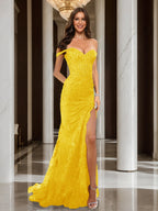 Heloise gold front view prom dress