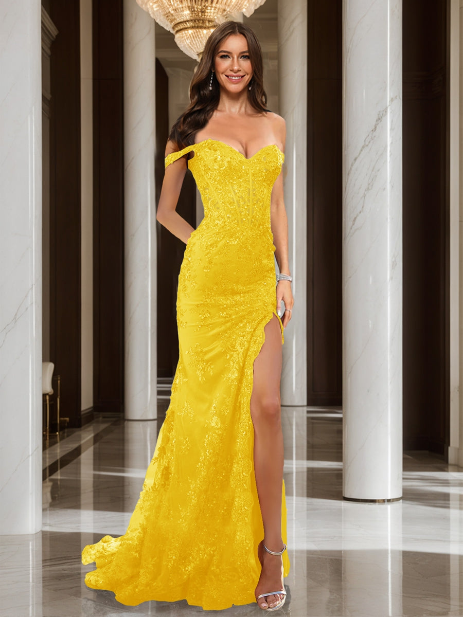 Heloise gold front view prom dress