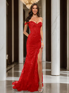 Heloise red front view prom dress