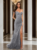 Heloise steel grey front view prom dress