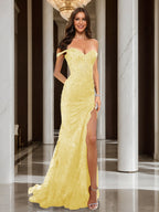 Heloise yellow front view prom dress