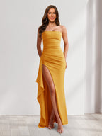 Jovienne gold front view prom dress