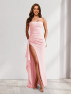 Jovienne pearl pink front view prom dress
