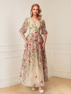 Alexandra June Champagne front view mother of the bride dress