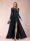 Teresa Claire Navy Blue front view mother of the bride dress
