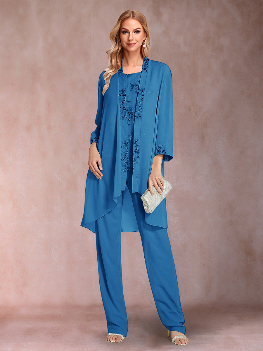Elara ocean blue front view mother of the bride outfit