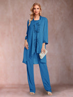 Elara ocean blue front view mother of the bride outfit