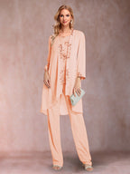 Elara peach front view mother of the bride outfit