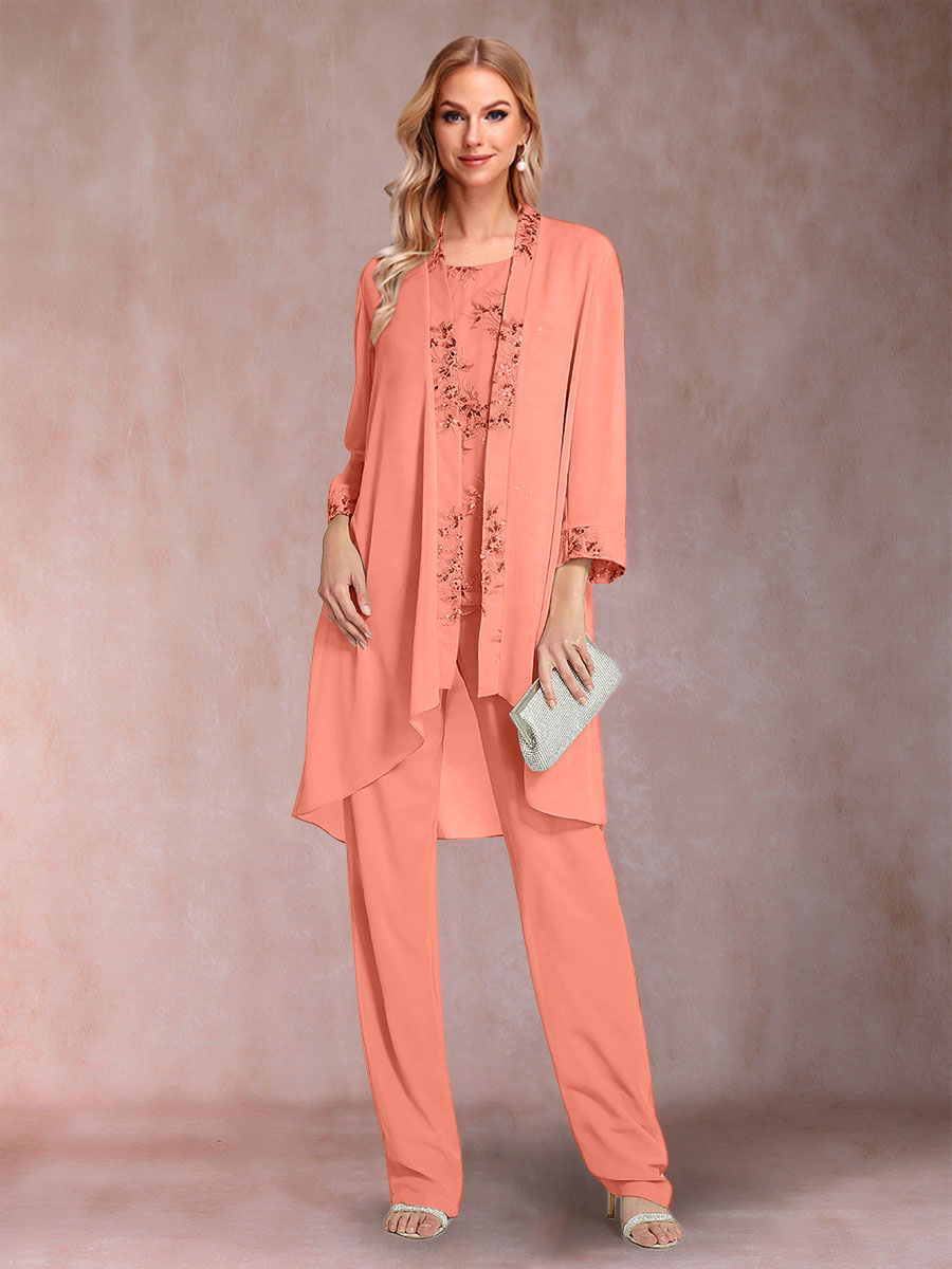 Elara coral front view mother of the bride outfit