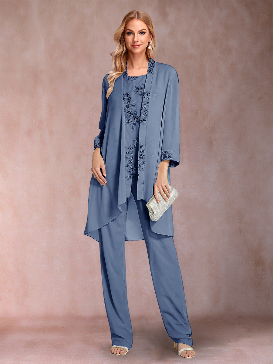 Elara steel blue front view mother of the bride outfit