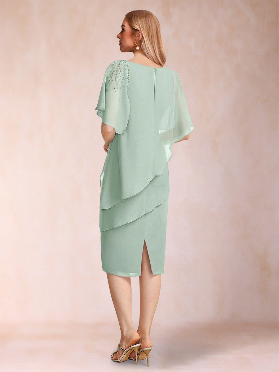 Zinnia June Sage Green back view mother of the bride dress
