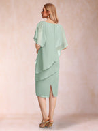 Zinnia June Sage Green back view mother of the bride dress