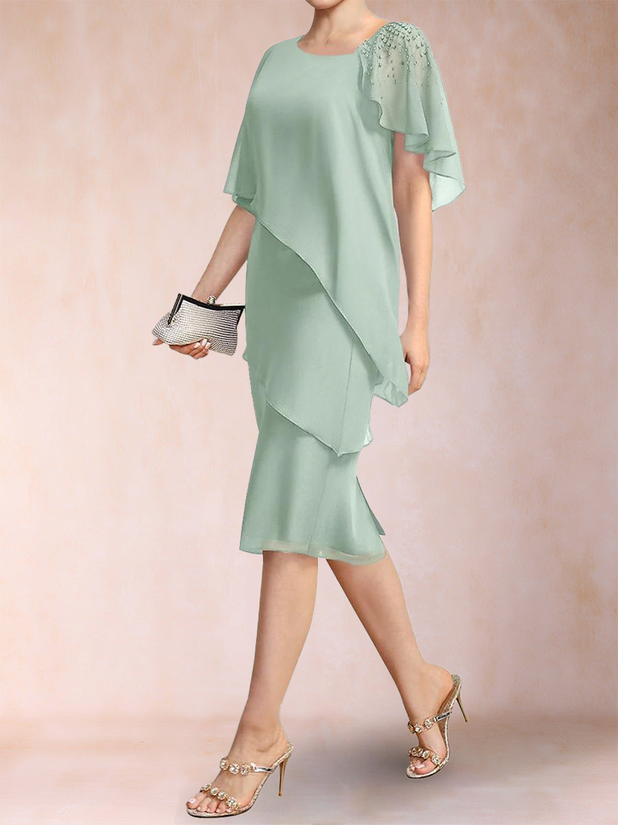 Zinnia June Sage Green side view mother of the bride dress