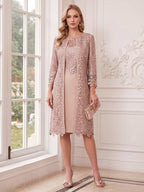 Mireille Dusty Rose front view wedding guest dress