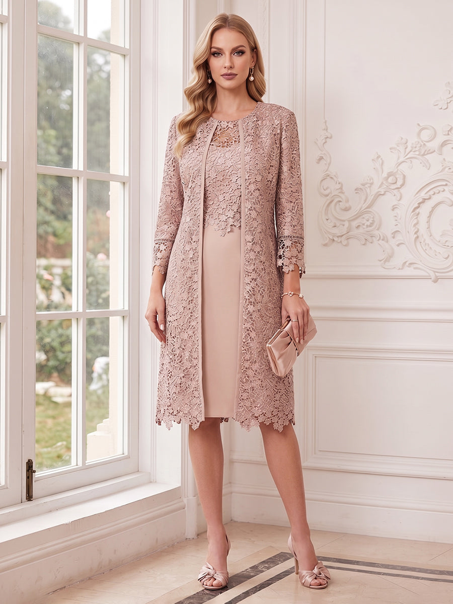 Mireille Dusty Rose front view wedding guest dress