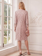 Mireille Dusty Rose back view wedding guest dress