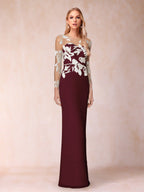 Guinevere Lark Burgundy front view mother of the bride dress