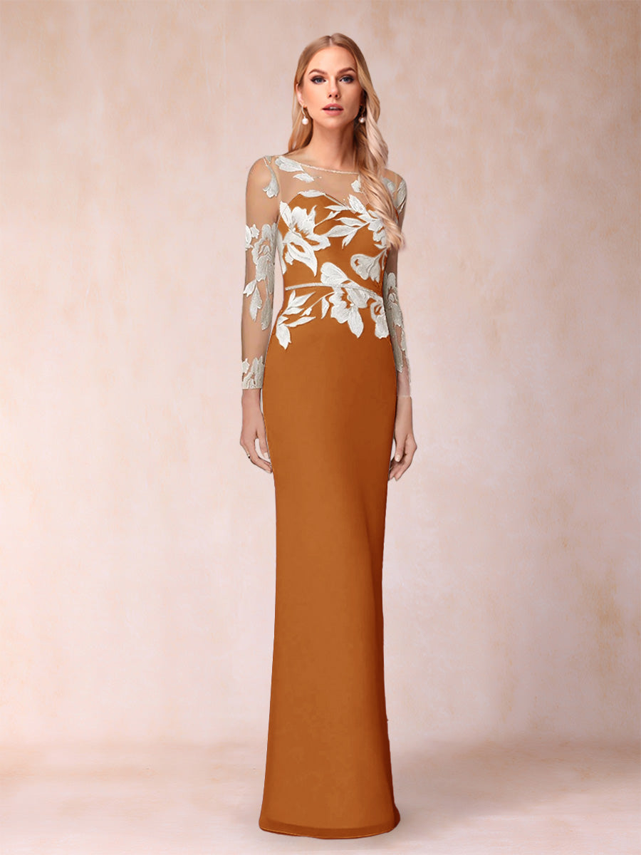 Guinevere Lark Burnt Orange front view mother of the bride dress