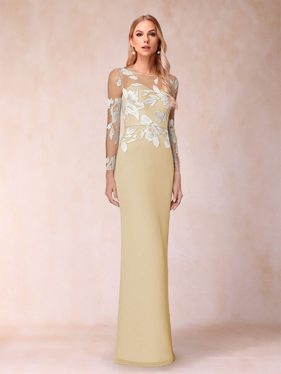 Guinevere Lark Champagne front view mother of the bride dress