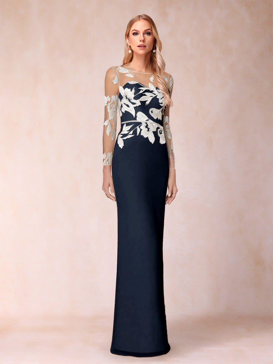 Guinevere Lark Navy Blue front view mother of the bride dress
