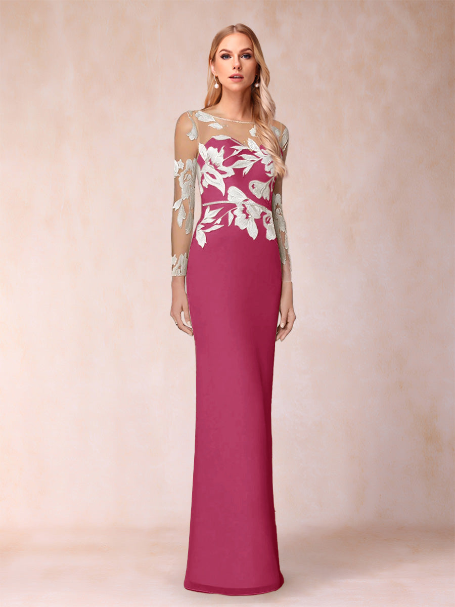 Guinevere Lark Fuchsia front view mother of the bride dress