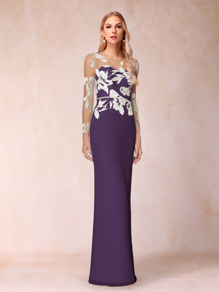 Guinevere Lark Grape front view mother of the bride dress
