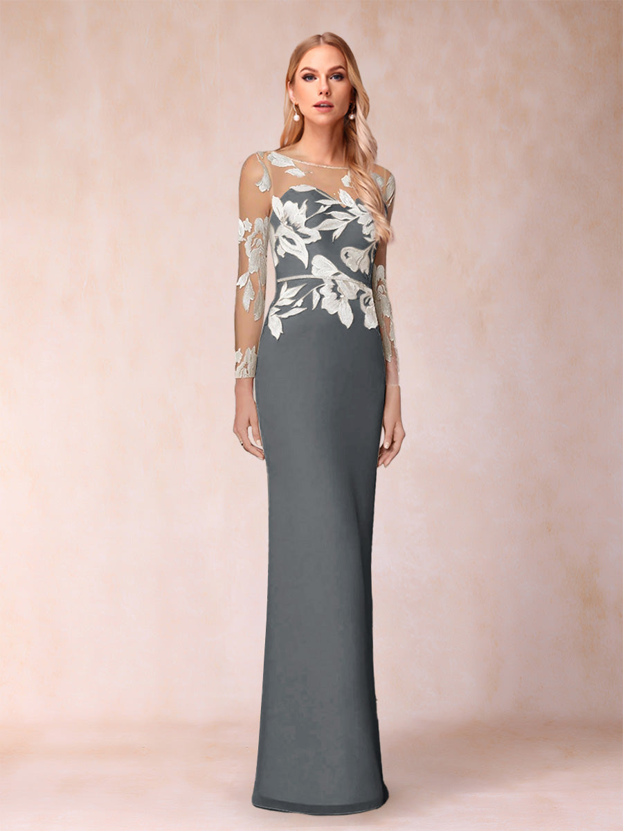 Guinevere Lark Grey front view mother of the bride dress