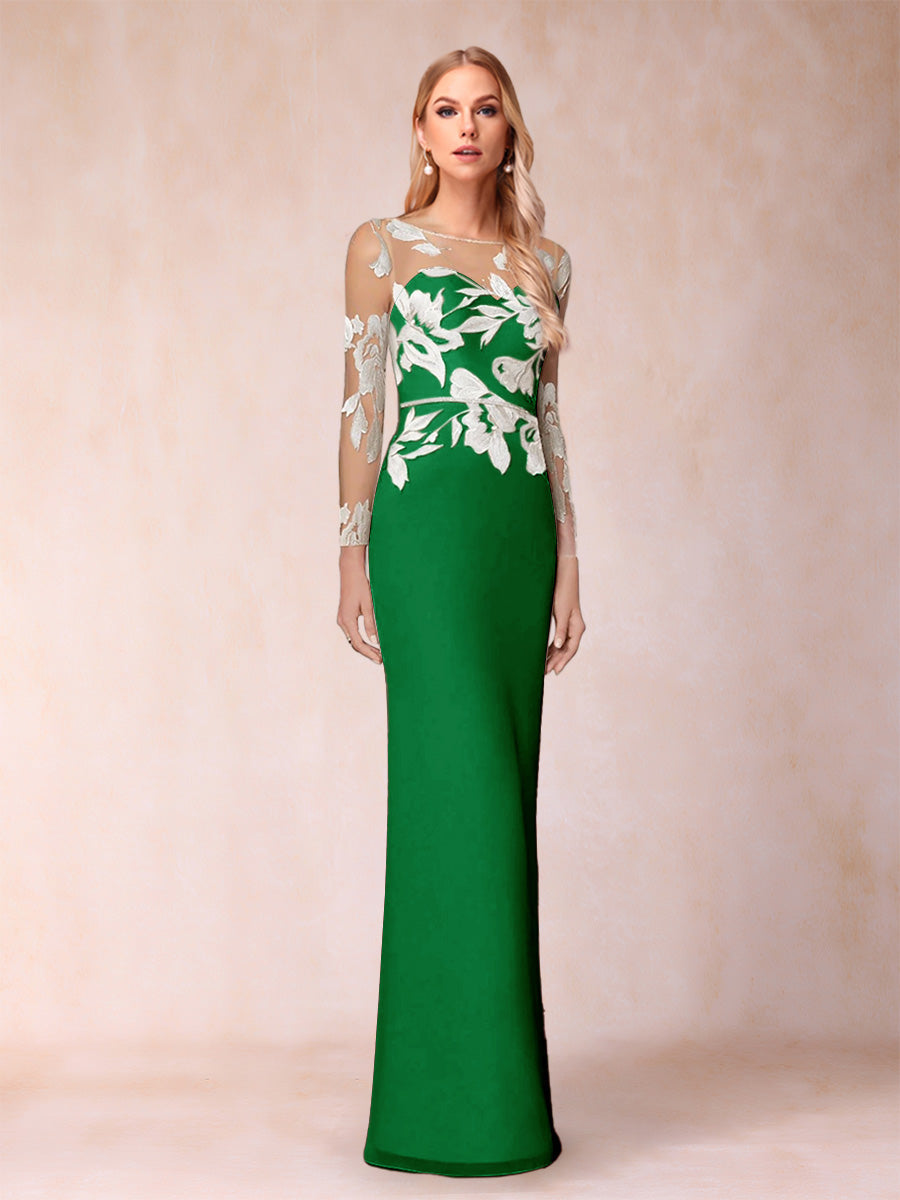 Guinevere Lark Forest Green front view mother of the bride dress