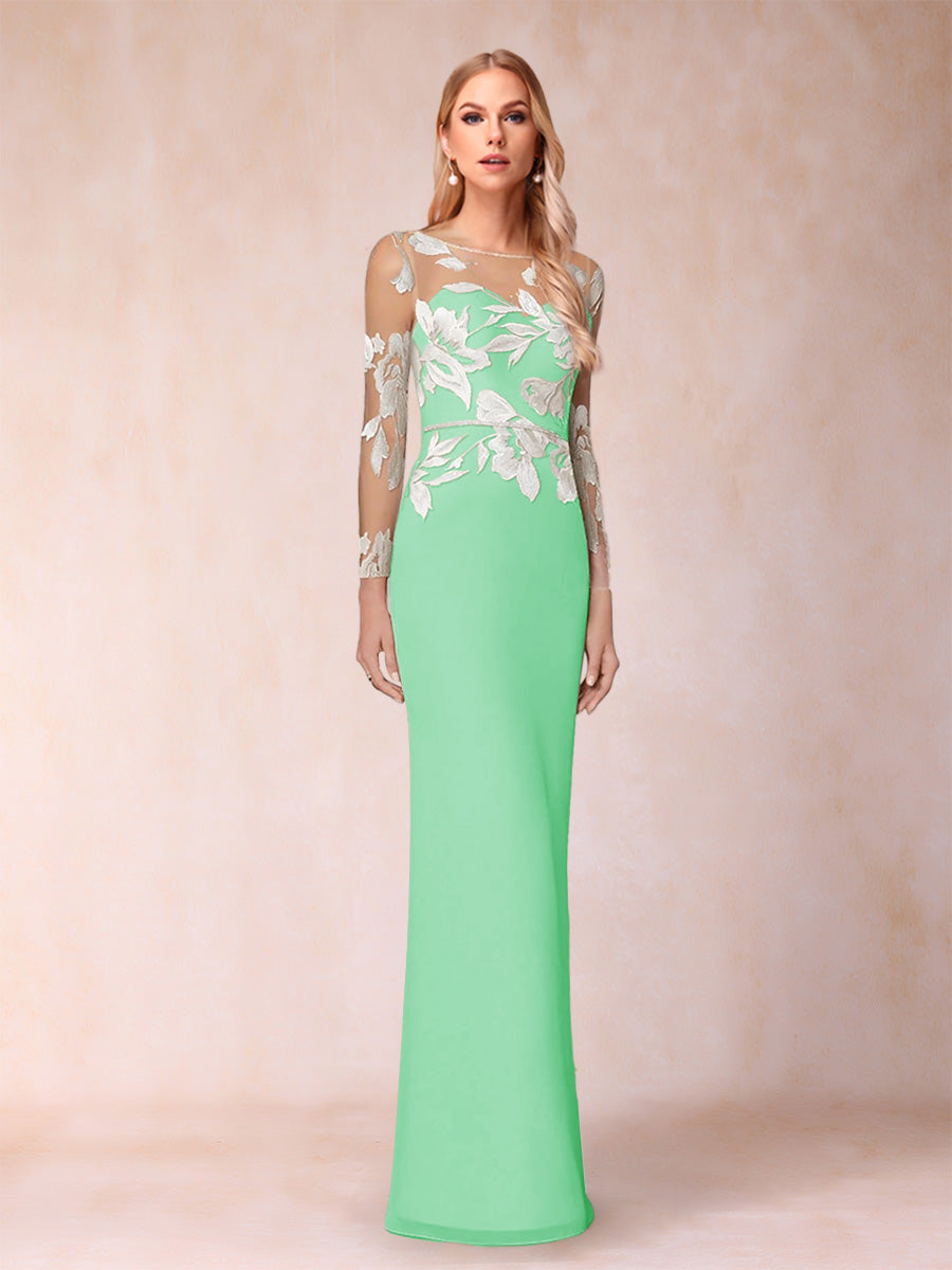 Guinevere Lark Mint Green front view mother of the bride dress