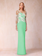 Guinevere Lark Mint Green front view mother of the bride dress