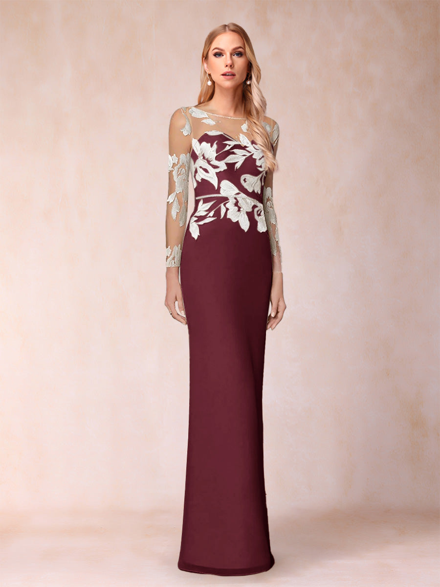 Guinevere Lark Plum front view mother of the bride dress