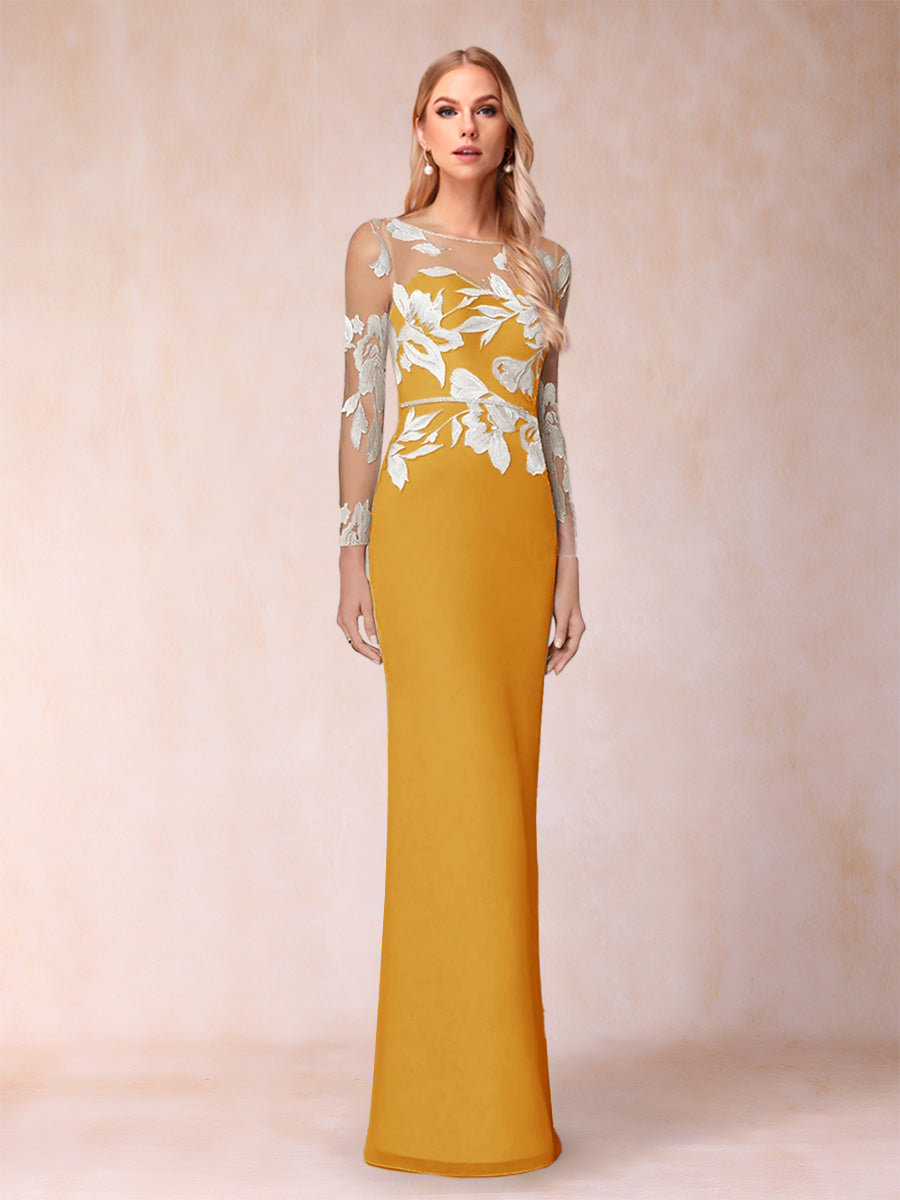 Guinevere Lark Gold front view mother of the bride dress