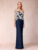 Guinevere Lark Navy Blue back view mother of the bride dress