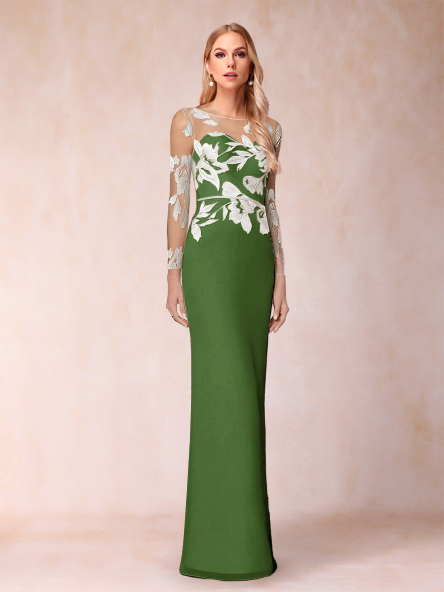 Guinevere Lark Olive Green front view mother of the bride dress