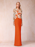 Guinevere Lark Orange front view mother of the bride dress