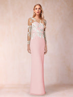 Guinevere Lark Pearl Pink front view mother of the bride dress