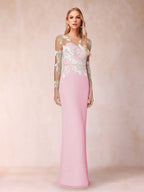 Guinevere Lark Rose Pink front view mother of the bride dress