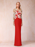 Guinevere Lark Red front view mother of the bride dress