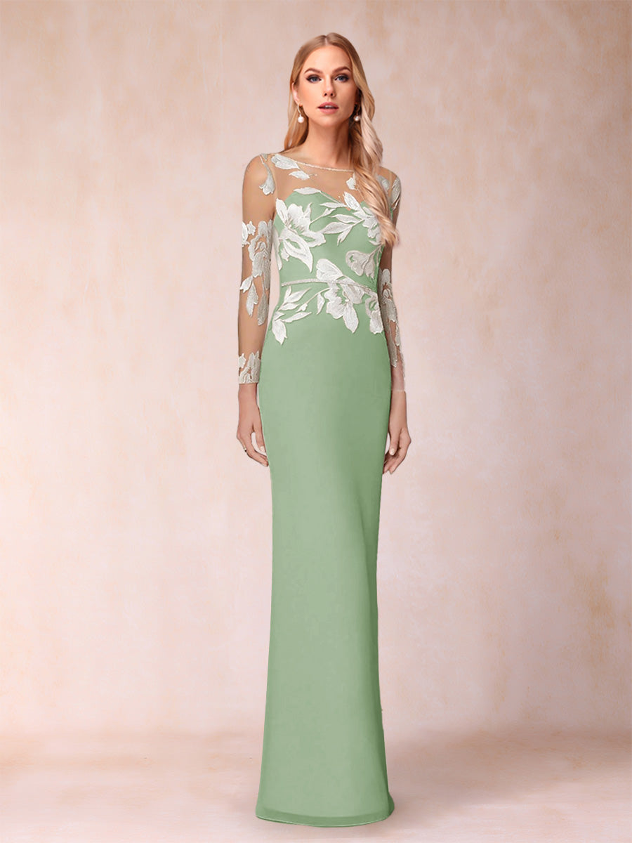 Guinevere Lark Sage Green front view mother of the bride dress