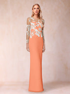 Guinevere Lark Coral front view mother of the bride dress