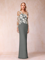 Guinevere Lark Steel Grey front view mother of the bride dress