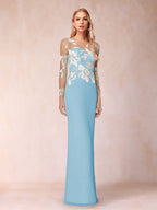 Guinevere Lark Sky Blue side view mother of the bride dress