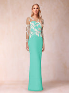 Guinevere Lark Turquoise front view mother of the bride dress