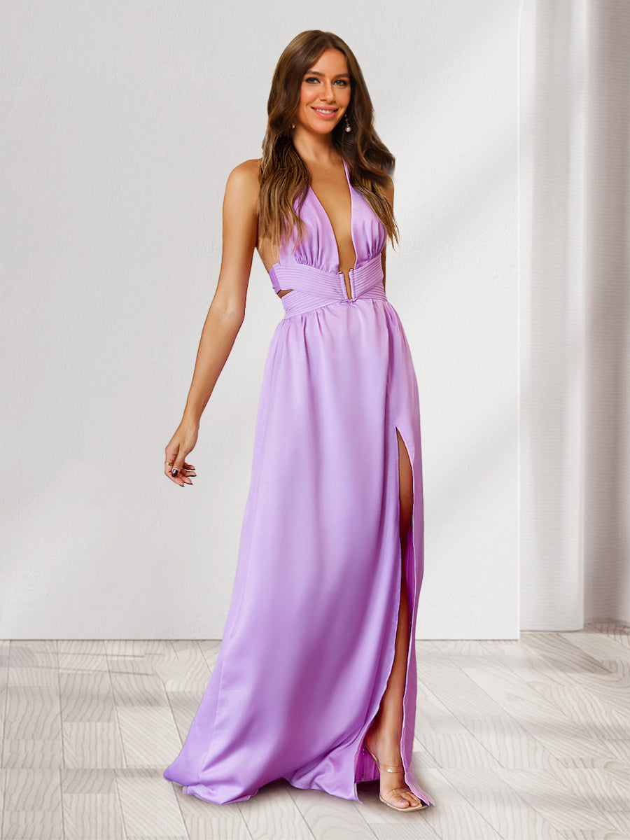 Maelle Lilac front view wedding guest dress