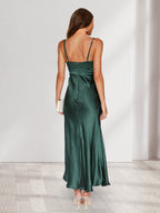 Jovita Forest Green back view wedding guest dress