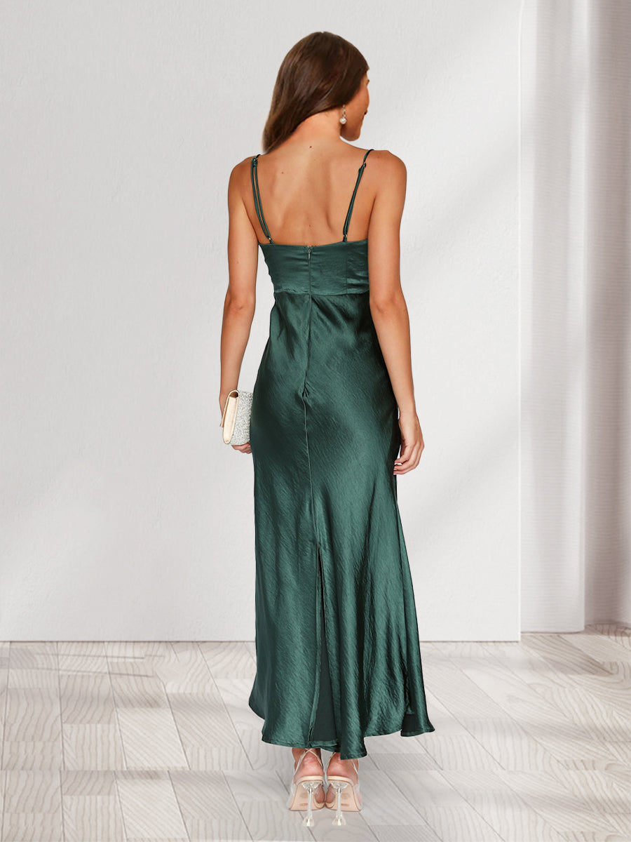 Jovita Forest Green back view wedding guest dress