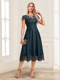 Sonia Elise Navy Blue front view mother of the bride dress