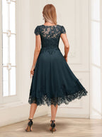 Sonia Elise Navy Blue back view mother of the bride dress