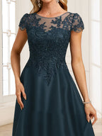 Sonia Elise Navy Blue side view mother of the bride dress
